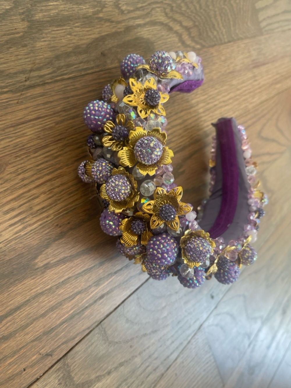 NWT Purple & Gold Flower Embellished Kids Headband
